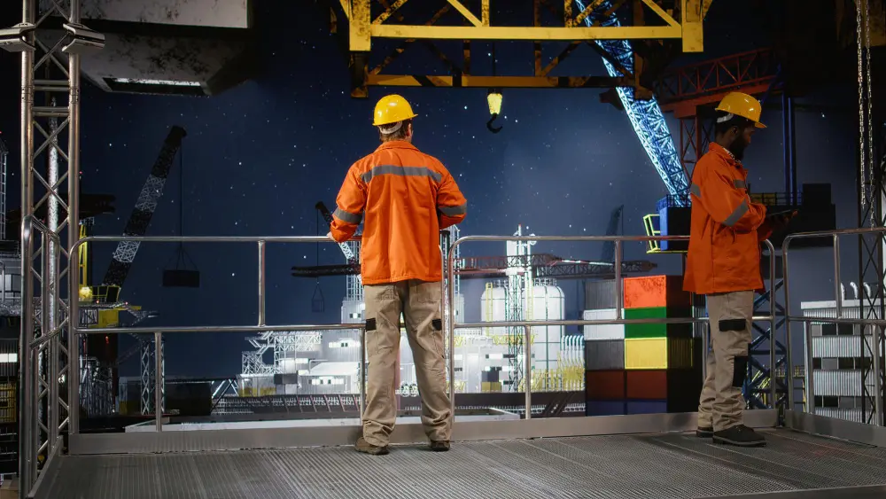 Técnico realizando mantenimiento a maquinaria industrial